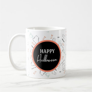 Happy Halloween Ghost Candy Hand Lettering Doodle  Coffee Mug