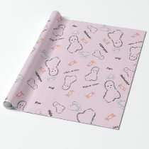 Happy Halloween Ghost Candy Hand Lettering Doodle  Wrapping Paper