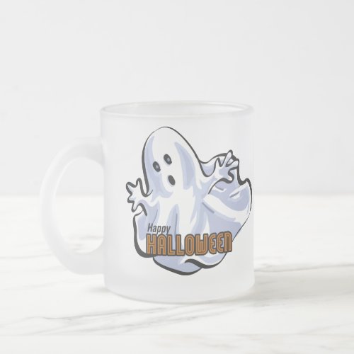 Happy Halloween Ghost Cartoon Frosted Glass Coffee Mug