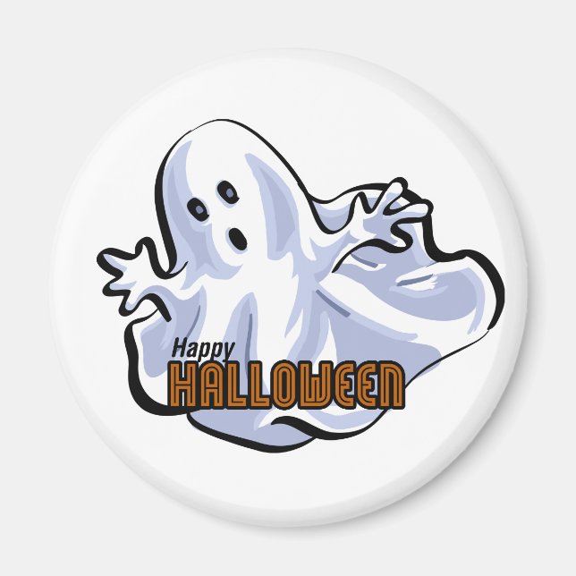 Happy Halloween Ghost Cartoon Magnet (Front)