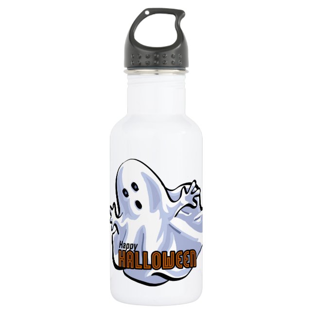 Happy Halloween Ghost Cartoon Water Bottle (Front)