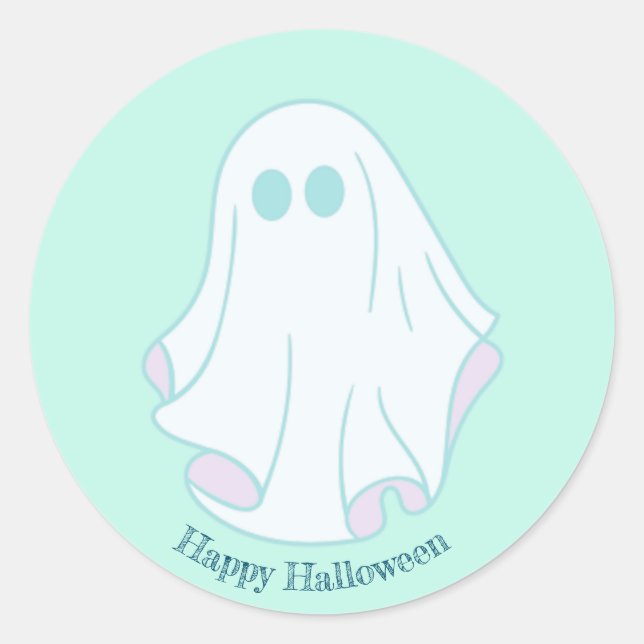 Happy Halloween ghost Classic Round Sticker (Front)
