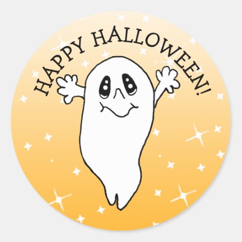 Happy Halloween Ghost Classic Round Sticker