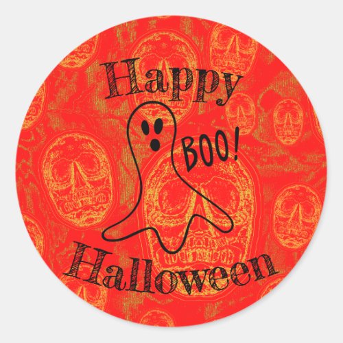 Happy Halloween _Ghost Classic Round Sticker