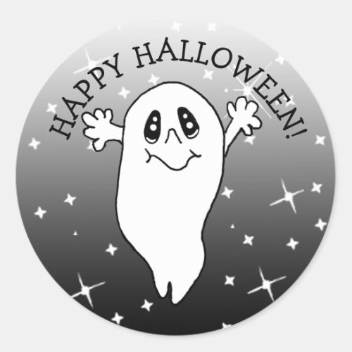 Happy Halloween Ghost Classic Round Sticker