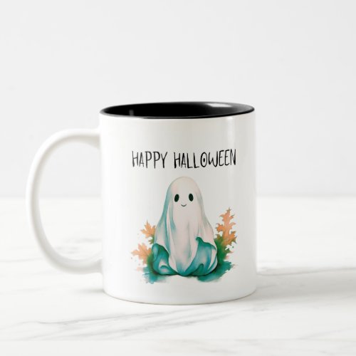 Happy Halloween Ghost Creepy Spooky Fun Halloween Two_Tone Coffee Mug