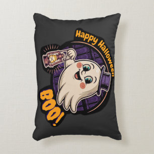 Happy Halloween Ghost – Cute Boo Lantern Spirit 👻 Accent Pillow