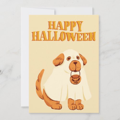 Happy Halloween Ghost Dog Holiday Card