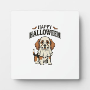 Happy Halloween Ghost Dog Vintage Engraving Shirt_ Plaque