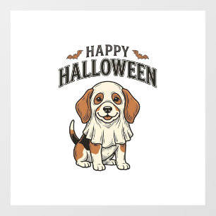 Happy Halloween Ghost Dog Vintage Engraving Shirt_ Window Cling