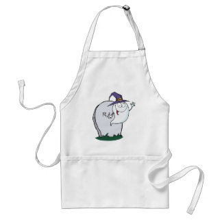 Happy Halloween Ghost Flying Next To Tombstone Adult Apron