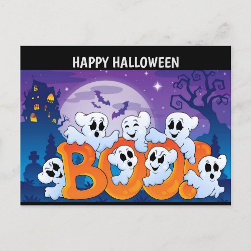 Happy Halloween Ghost Holiday Postcard