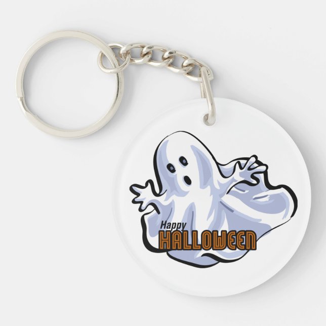 Happy Halloween Ghost Keychain (Front)