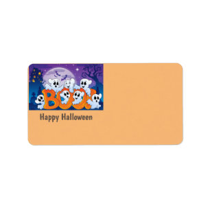 Happy Halloween Ghost Label