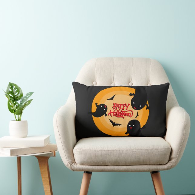 Happy Halloween Ghost Lumbar Pillow (Chair)