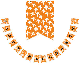 Happy Halloween Ghost Pattern Bunting Flags