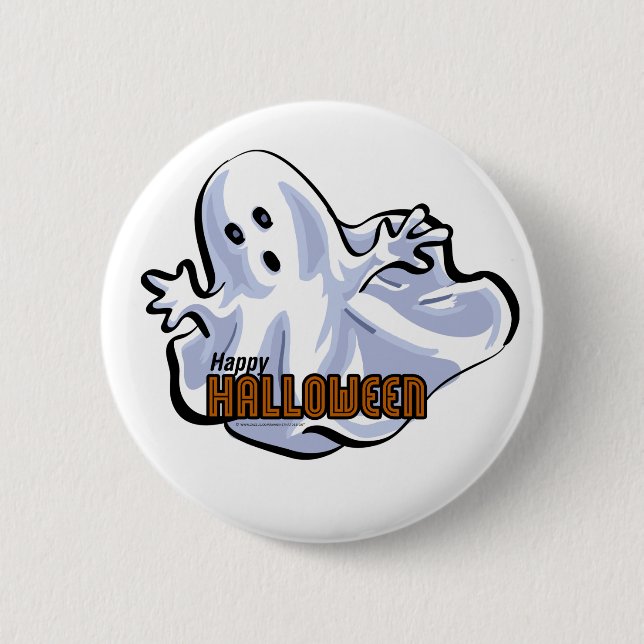 Happy Halloween Ghost Pinback Button (Front)