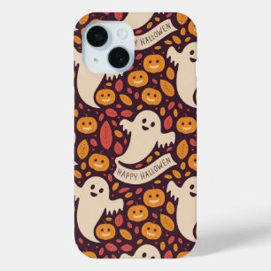 Happy Halloween Ghost & Pumpkin Pattern   Cute iPhone 15 Case