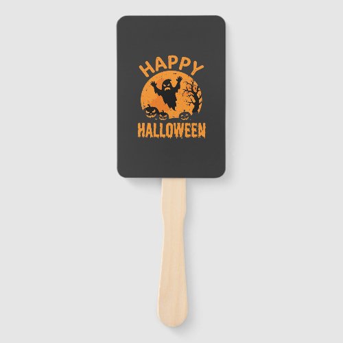 Happy Halloween Ghost Pumpkin Vector Design Hand Fan