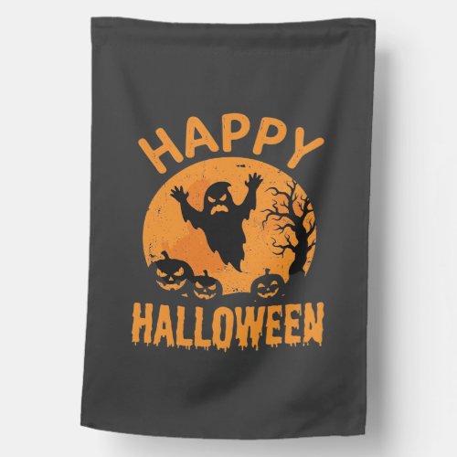 Happy Halloween Ghost Pumpkin Vector Design House Flag