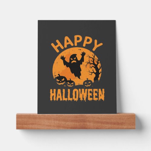 Happy Halloween Ghost Pumpkin Vector Design Picture Ledge