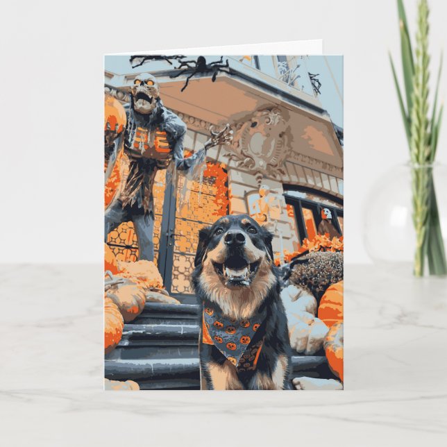 Happy Halloween Ghost Rottweiler Dog Card (Front)
