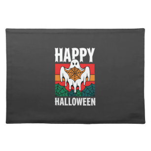 Happy Halloween Ghost Spiderweb Retro Cloth Placemat