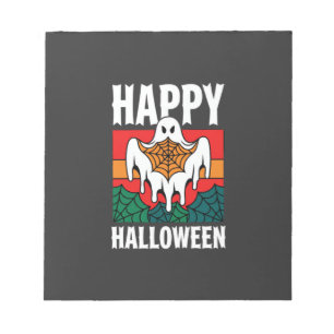 Happy Halloween Ghost Spiderweb Retro Notepad
