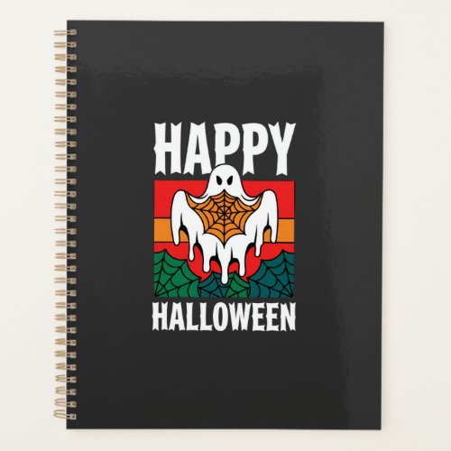 Happy Halloween Ghost Spiderweb Retro Planner