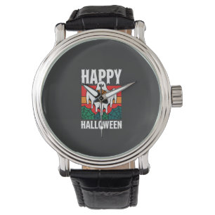 Happy Halloween Ghost Spiderweb Retro Watch