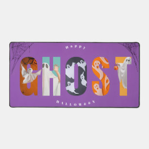 Happy Halloween Ghost Spooky Cute Purple Gamer Desk Mat