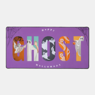 Happy Halloween Ghost Spooky Cute Purple Gamer Desk Mat
