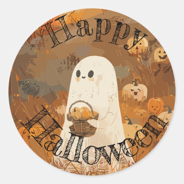Happy Halloween Ghost Sticker (Front)