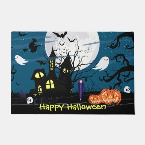 Happy Halloween Ghosts Pumpkins Vampire Spooky Doormat