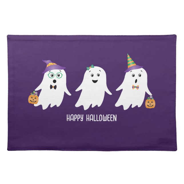 Happy Halloween Ghosts Trick Or Treat Cloth Placemat (Front)