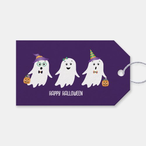 Happy Halloween Ghosts Trick Or Treat Gift Tags