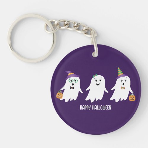 Happy Halloween Ghosts Trick Or Treat Keychain
