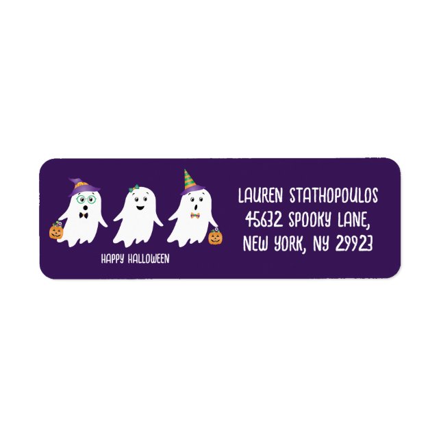 Happy Halloween Ghosts Trick Or Treat Label (Front)
