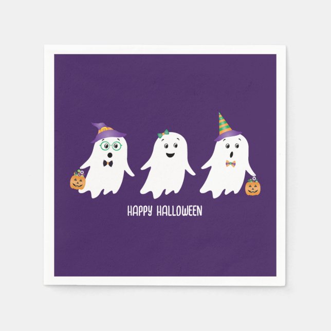 Happy Halloween Ghosts Trick Or Treat Napkins (Front)