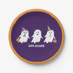 Happy Halloween Ghosts Trick Or Treat Paper Plates