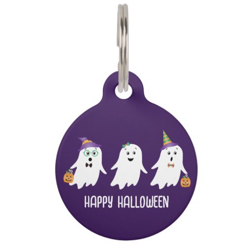 Happy Halloween Ghosts Trick Or Treat Pet ID Tag