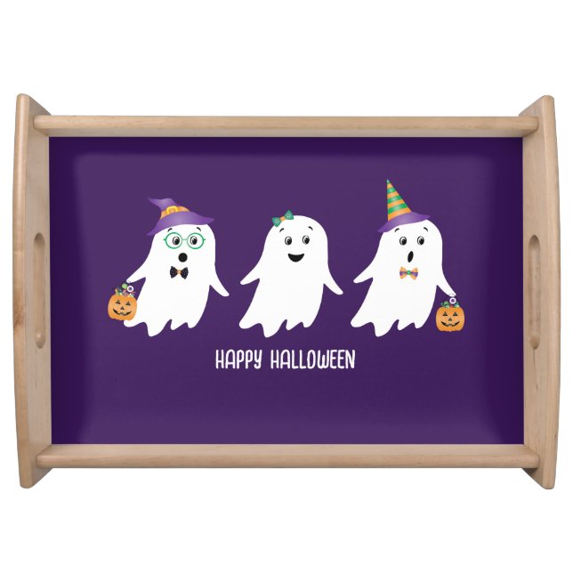 Happy Halloween Ghosts Trick Or Treat Serving Tray (Front)