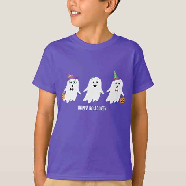 Happy Halloween Ghosts Trick Or Treat T-Shirt (Front)