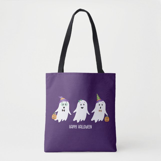 Happy Halloween Ghosts Trick Or Treat Tote Bag (Front)