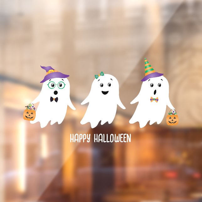 Happy Halloween Ghosts Trick Or Treat Window Cling (Sheet 2)