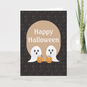 Happy Halloween Ghosts Trick Or Treating Holiday Card