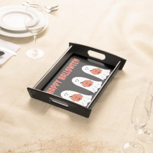 Happy Halloween Ghosts with Jack-o-Lanterns Serving Tray