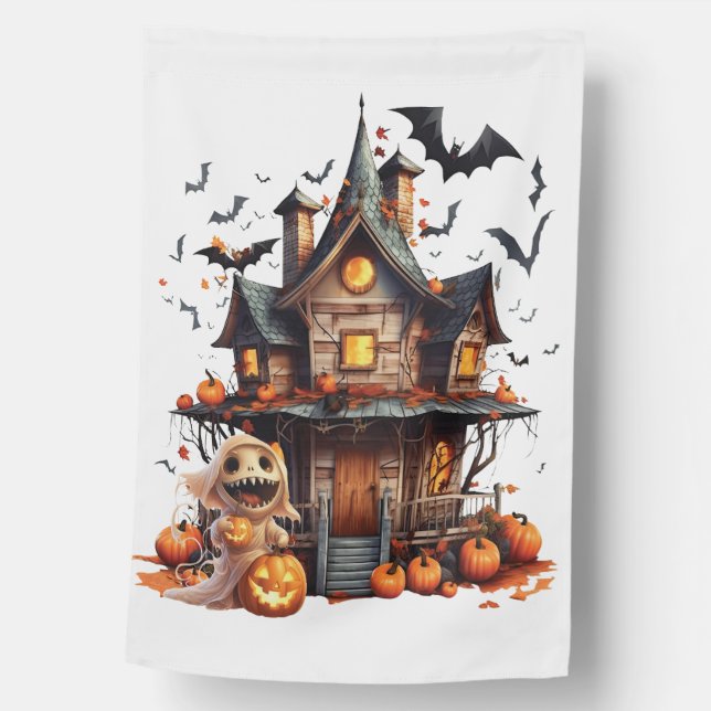 Happy Halloween Ghoul House Flag (Front)