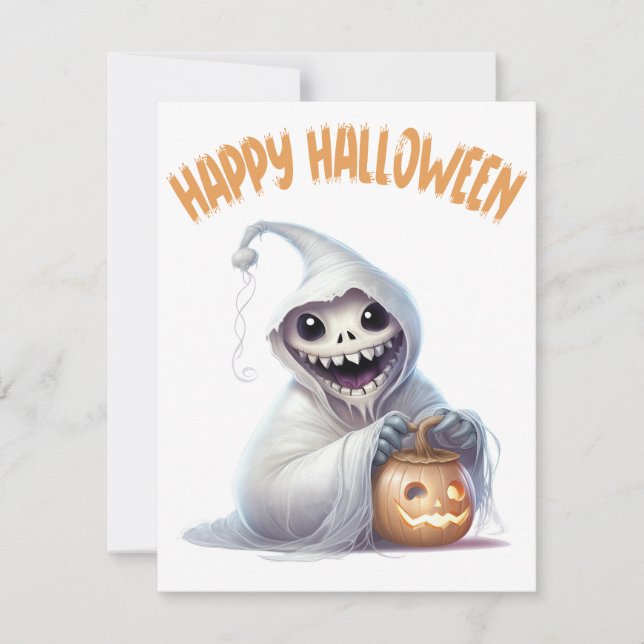 Happy Halloween Ghoul Note Card (Front)