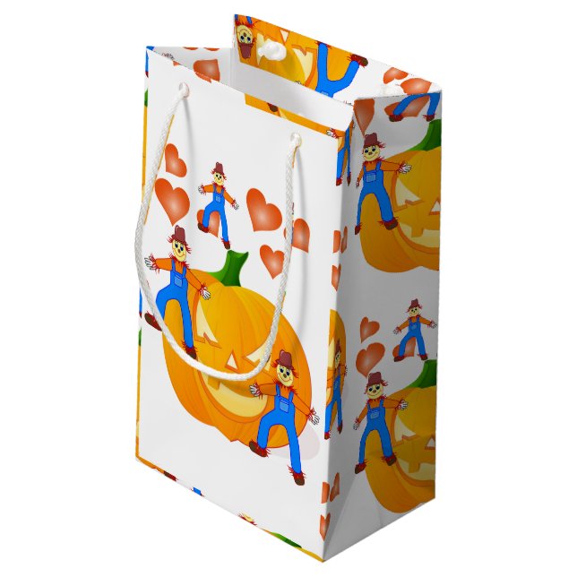 Happy Halloween  Gift Bag, Pumpkin Small Gift Bag (Back Angled)